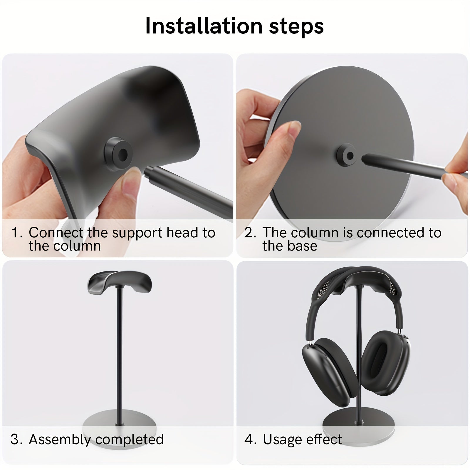 Premium Metal Headphone Stand | Detachable Display & Storage for Gaming Earphones | Square Base Design
