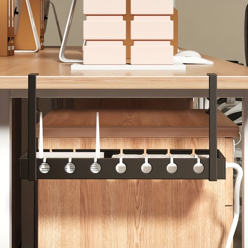 Under Desk Cable Management Tray | Clamp Mount Carbon Steel Organizer for Office & Home Setup