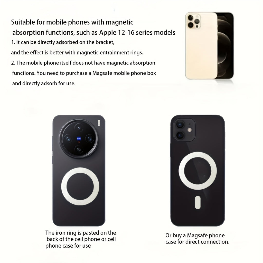 Vacuum Suction Cup Phone Holder | 360° Rotatable | Magnetic | Dual-Sided | Adhesive-Free | For Cars and Home | Multipurpose