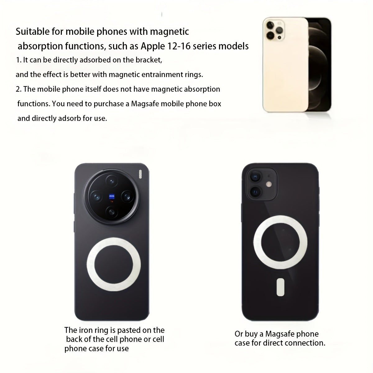 Vacuum Suction Cup Phone Holder | 360° Rotatable | Magnetic | Dual-Sided | Adhesive-Free | For Cars and Home | Multipurpose