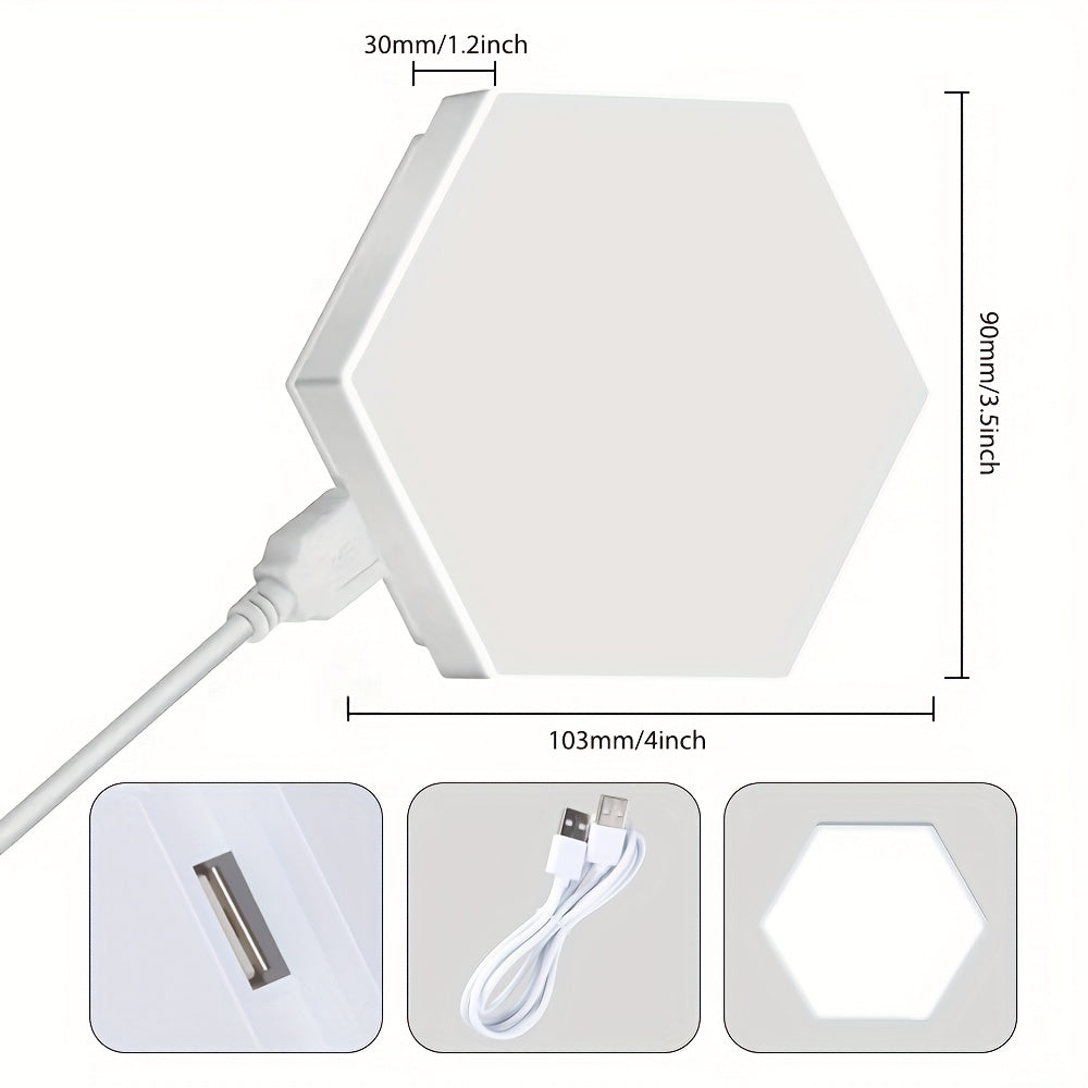 DIY Hexagonal LED Wall Light Set | 6-Pack | USB Powered Up-Lighting | Wall-Mounted