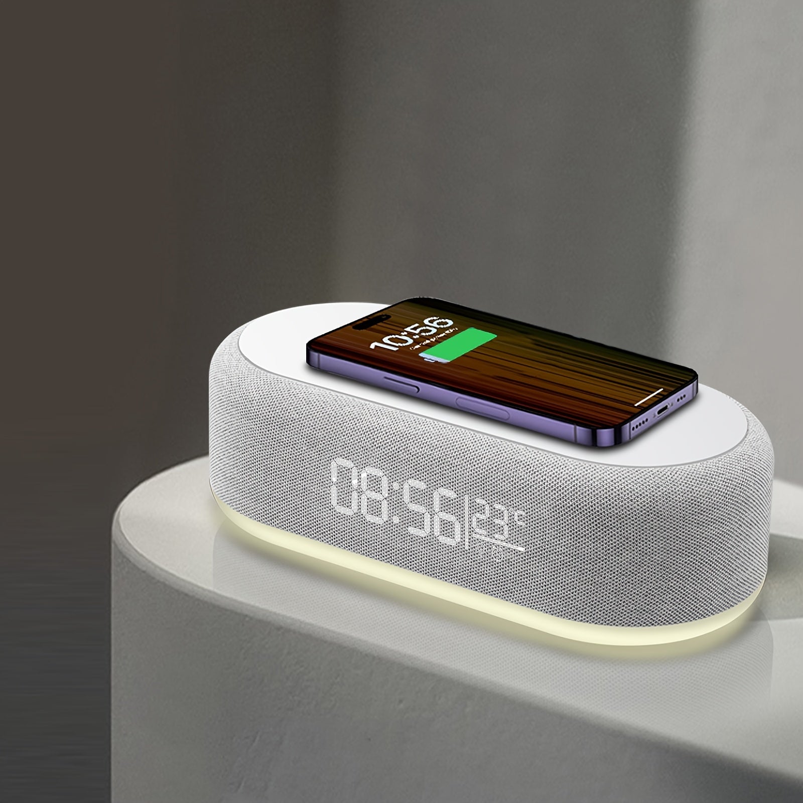 4-in-1 Alarm Clock | Digital Display | Night Light & Wireless Charger | USB-C | 3 Light Modes | Travel-Friendly