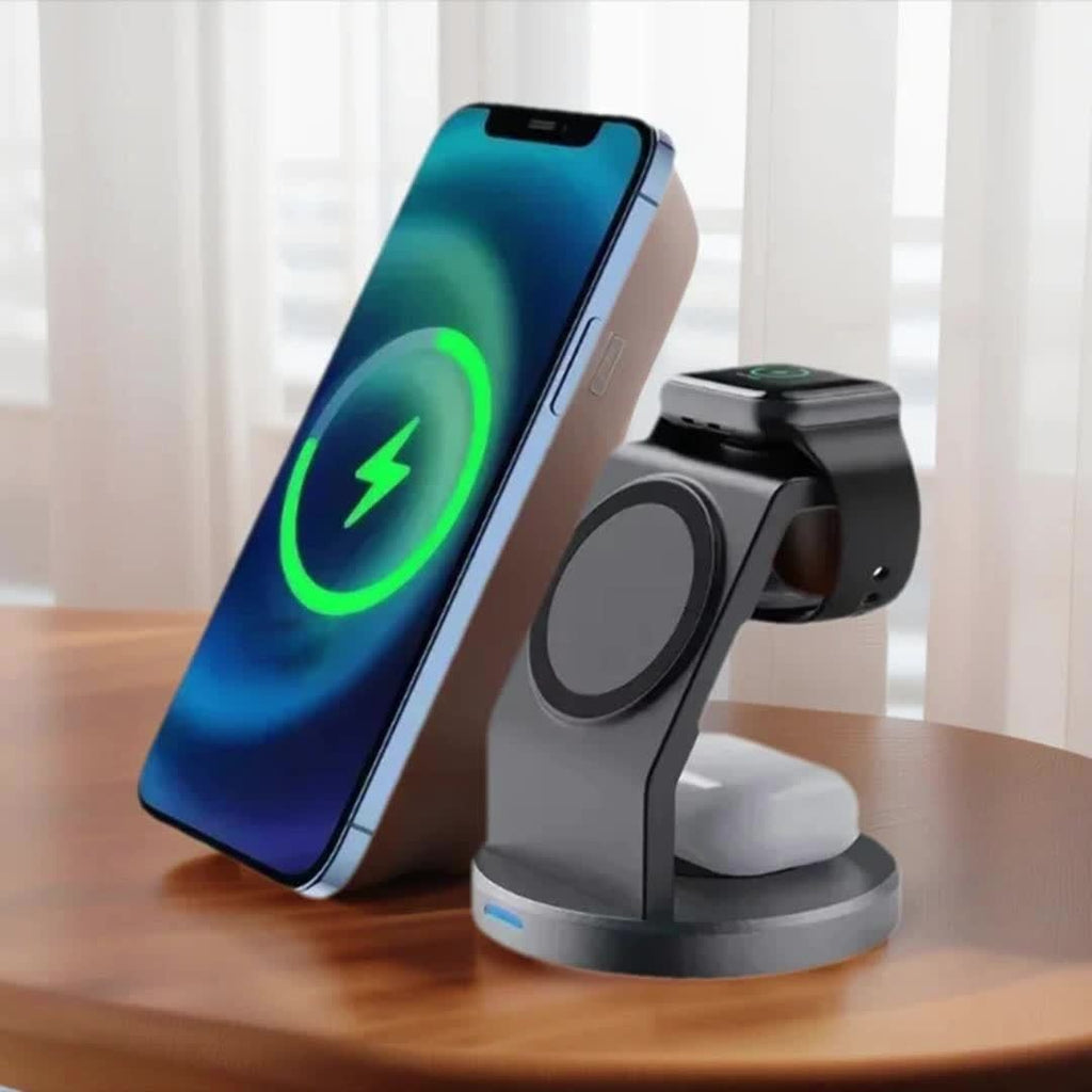 3-in-1 Magnetic Wireless Charger Stand | Fast Charging for iPhone, Apple Watch & AirPods