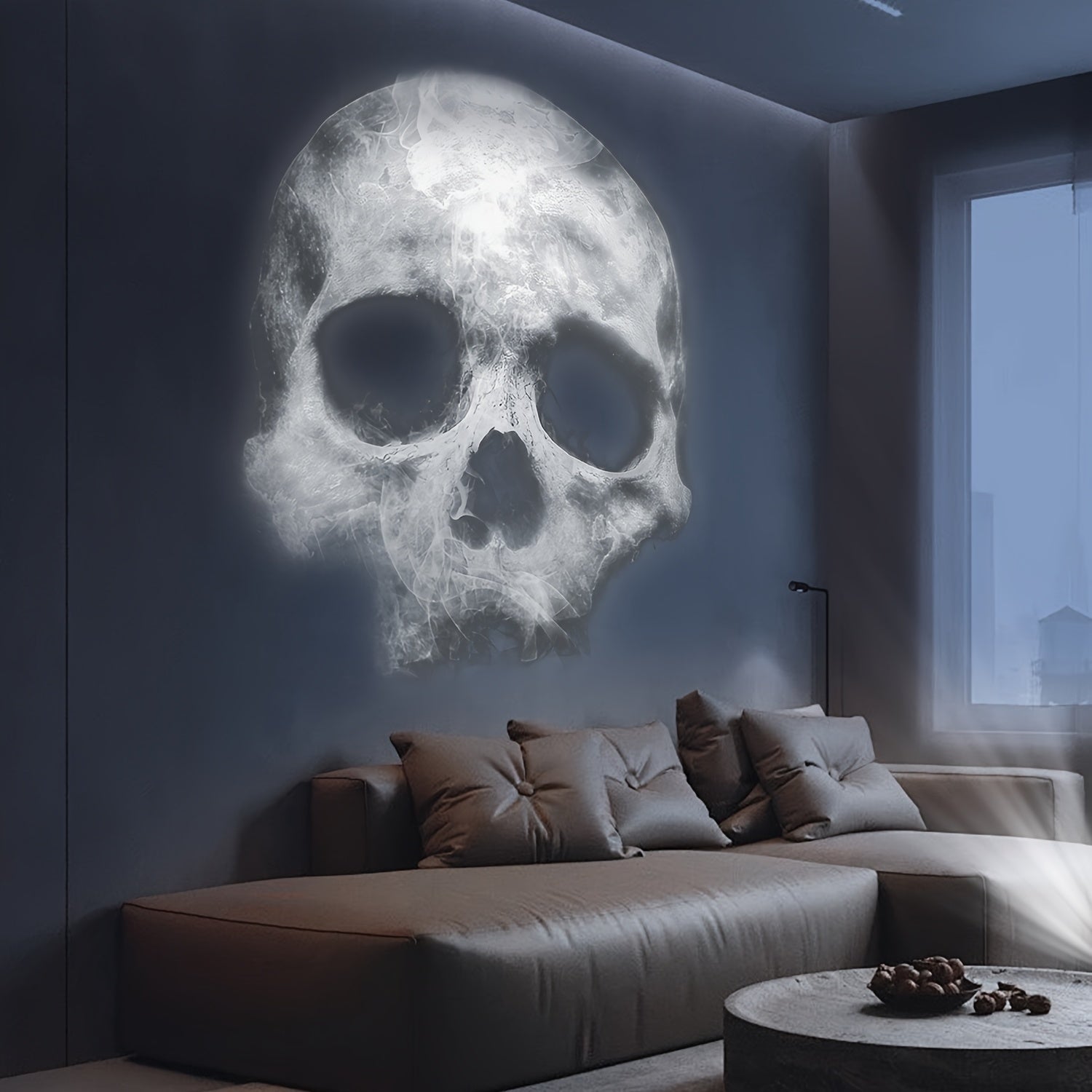 Skull LED Night Light | 360° Rotating USB Halloween Lamp with Interchangeable Faces | Projection Lamp