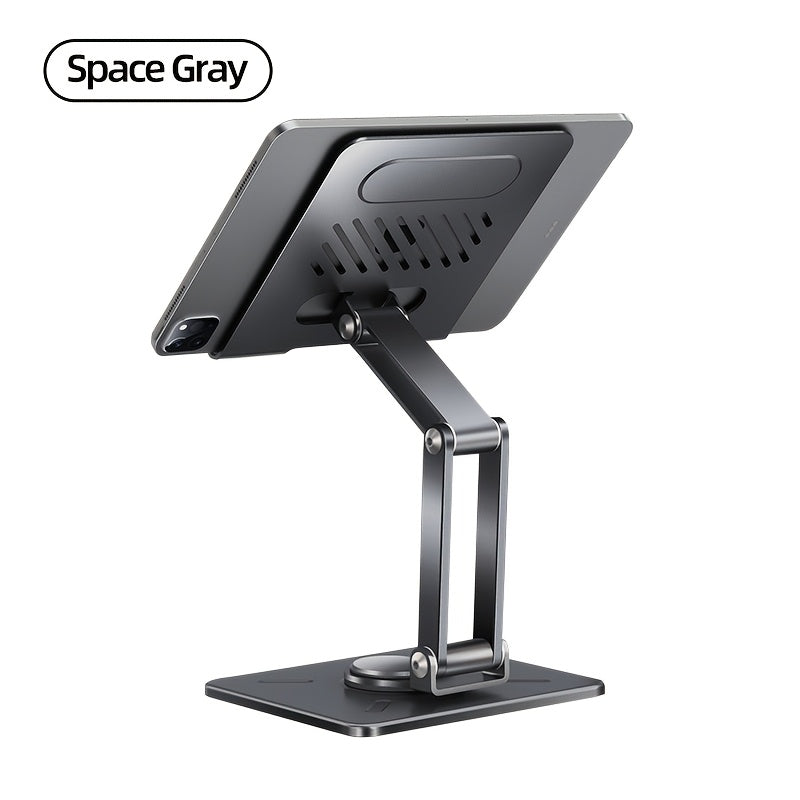 Adjustable Rotating Tablet & Phone Stand | Universal Foldable Desktop Holder for iPad & Smartphones (Gold)